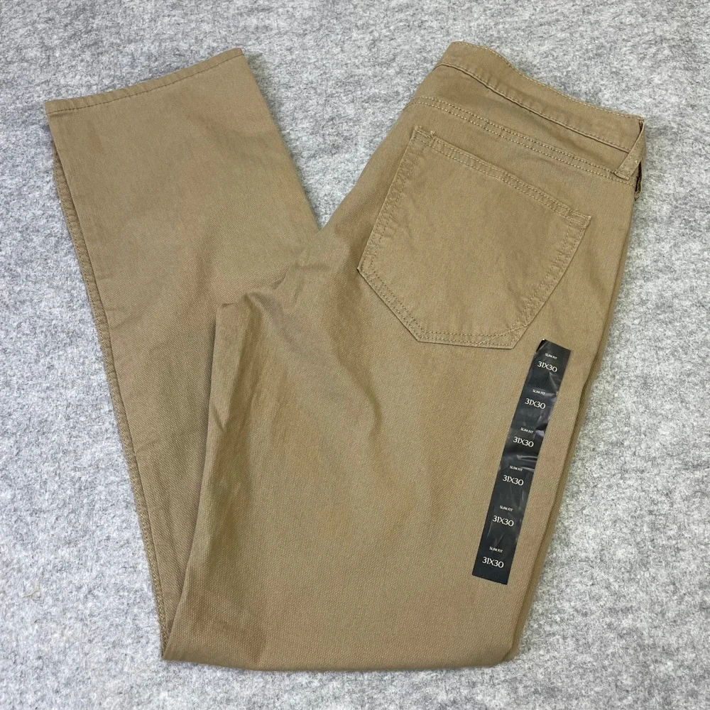 NEW Banana Republic Slim Fit Khaki Tan Textured Pants 31x30 Casual Travel
